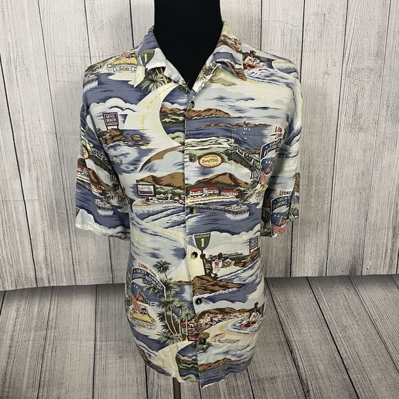 VTG Warner Bros Men's XXL Taz Devil Beach California Hawaiian Button-Up Shirt - Picture 2 of 9